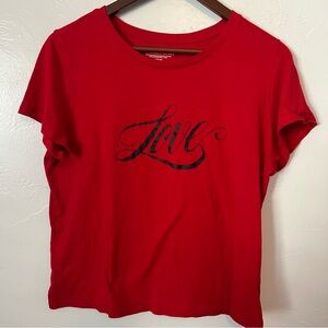 Victoria's Secret Red Love Script Tee Size Medium